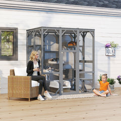 Outdoor Cat Enclosure, 71" Large Cat House for Multiple Cats with Waterproof Roof, 3 Tier Cat Cage with 6 Platform for Patio, Yard, Graden