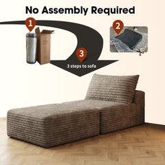 66.9"Sofa Bed, Convertible Sleeper Chair with Pillow,Back Support, Bed Comfy Floor Sofa Lounge for Living Room Bedroom, Single sofa,Camel(Plush Corduroy Fabric)