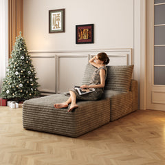 66.9"Sofa Bed, Convertible Sleeper Chair with Pillow,Back Support, Bed Comfy Floor Sofa Lounge for Living Room Bedroom, Single sofa,Camel(Plush Corduroy Fabric)