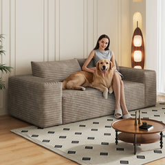 78.8" 3Setaser Sofa,Corduroy Fabric,Deep Seat Couches,Comfy Loveseat Sofa,No Assembly,1pcs for Living room, Bedroom,Conference room ,Apartment,Camel