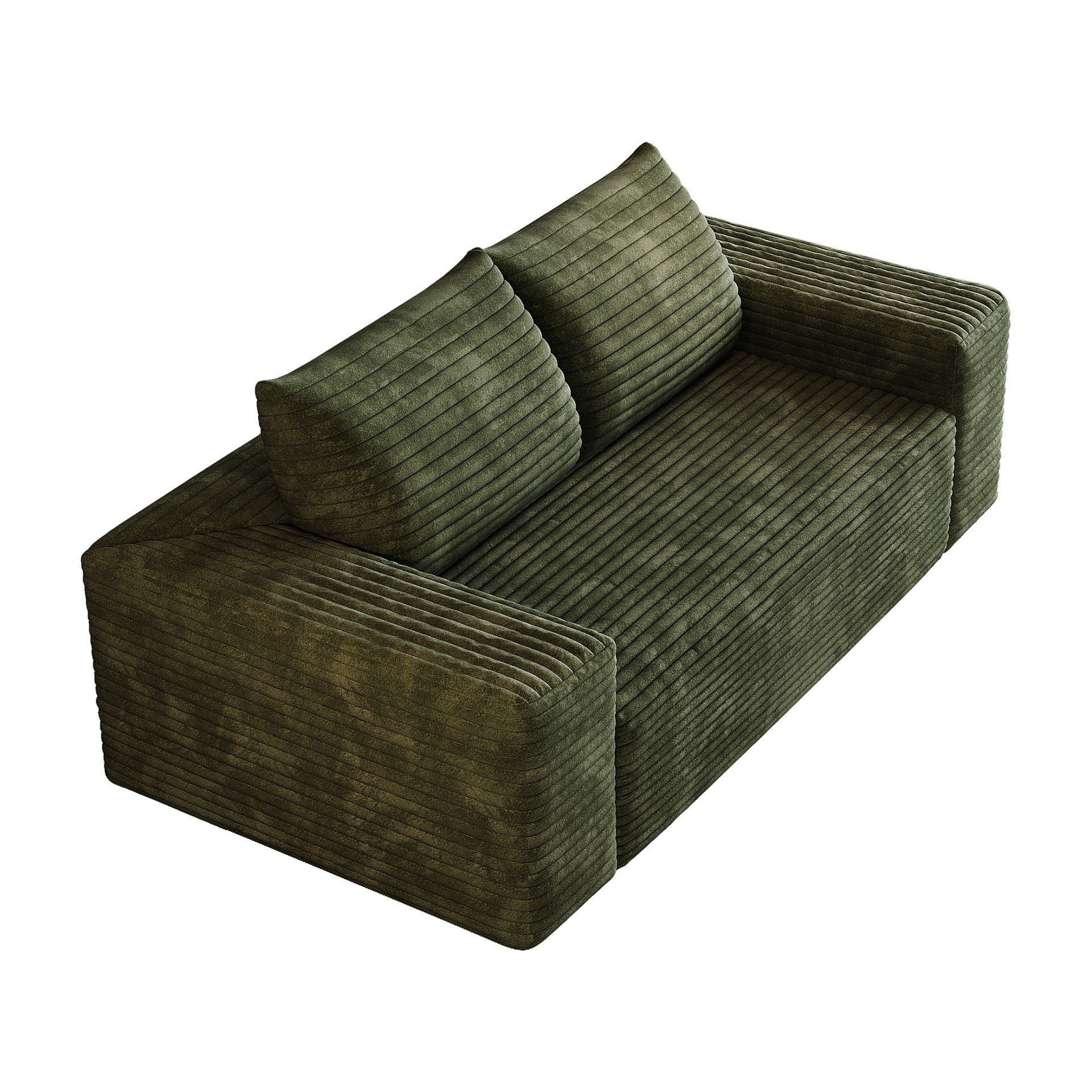 63" 2Setaser Sofa,Corduroy Fabric,Deep Seat Couches,Comfy Loveseat Sofa,No Assembly,1pcs for Living room, Bedroom,Conference room ,Apartment,Green