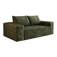 63" 2Setaser Sofa,Corduroy Fabric,Deep Seat Couches,Comfy Loveseat Sofa,No Assembly,1pcs for Living room, Bedroom,Conference room ,Apartment,Green