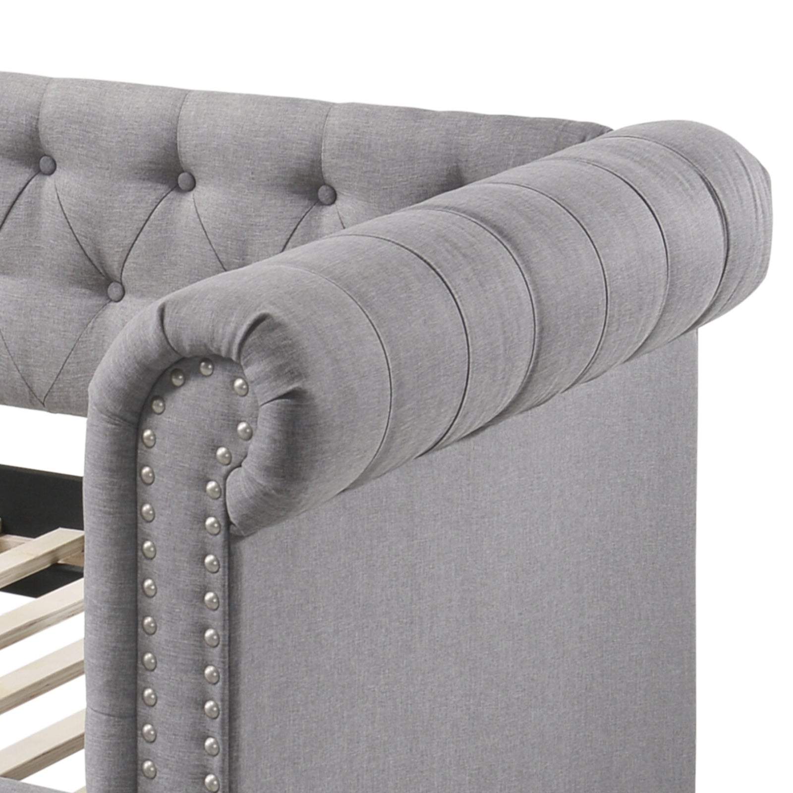 Justice Smoke Gray Fabric Daybed W/Trundle (Twin)