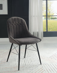 Abraham Dark Gray Fabric & Black Finish Side Chair (Set of 2)