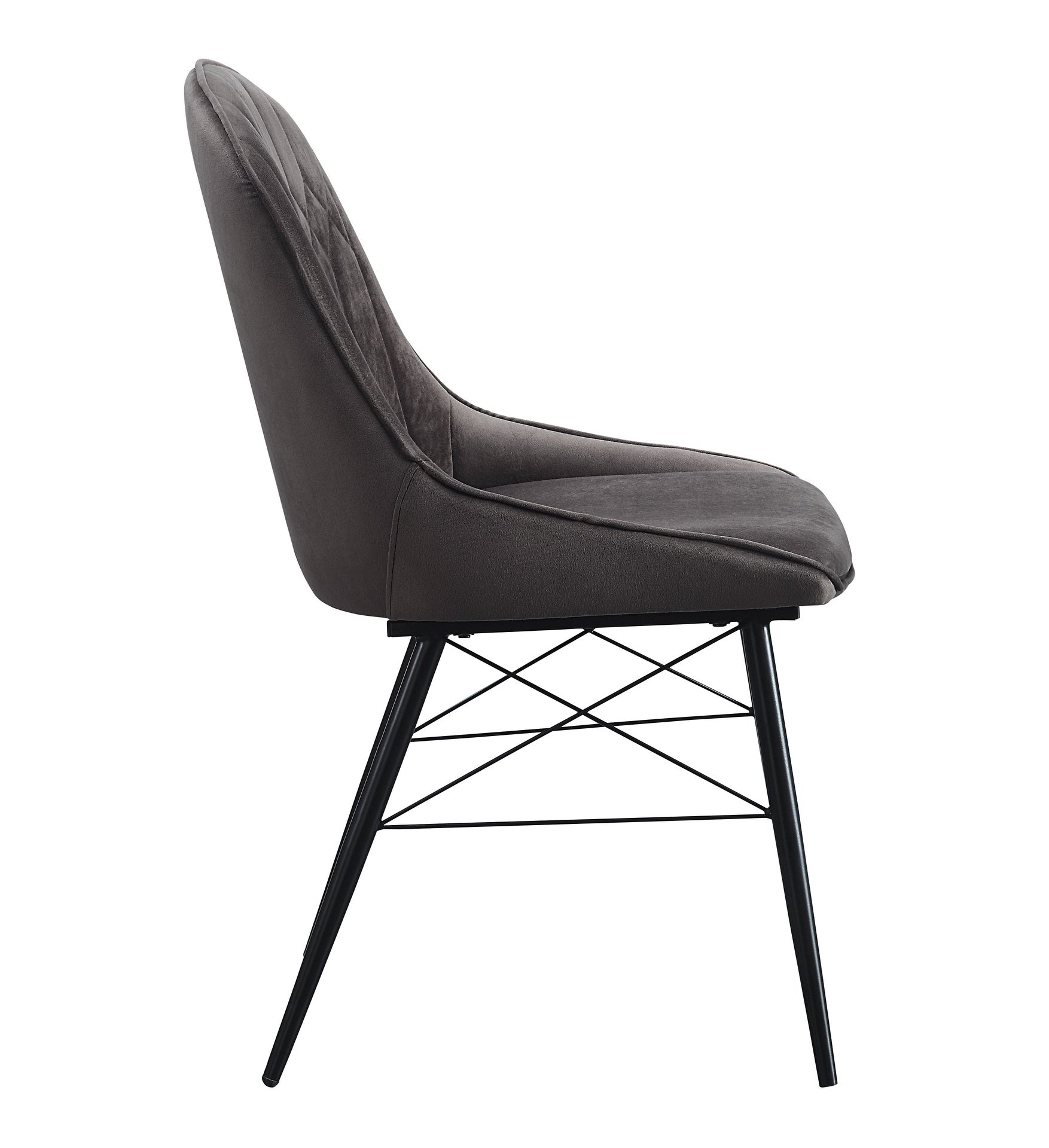 Abraham Dark Gray Fabric & Black Finish Side Chair (Set of 2)