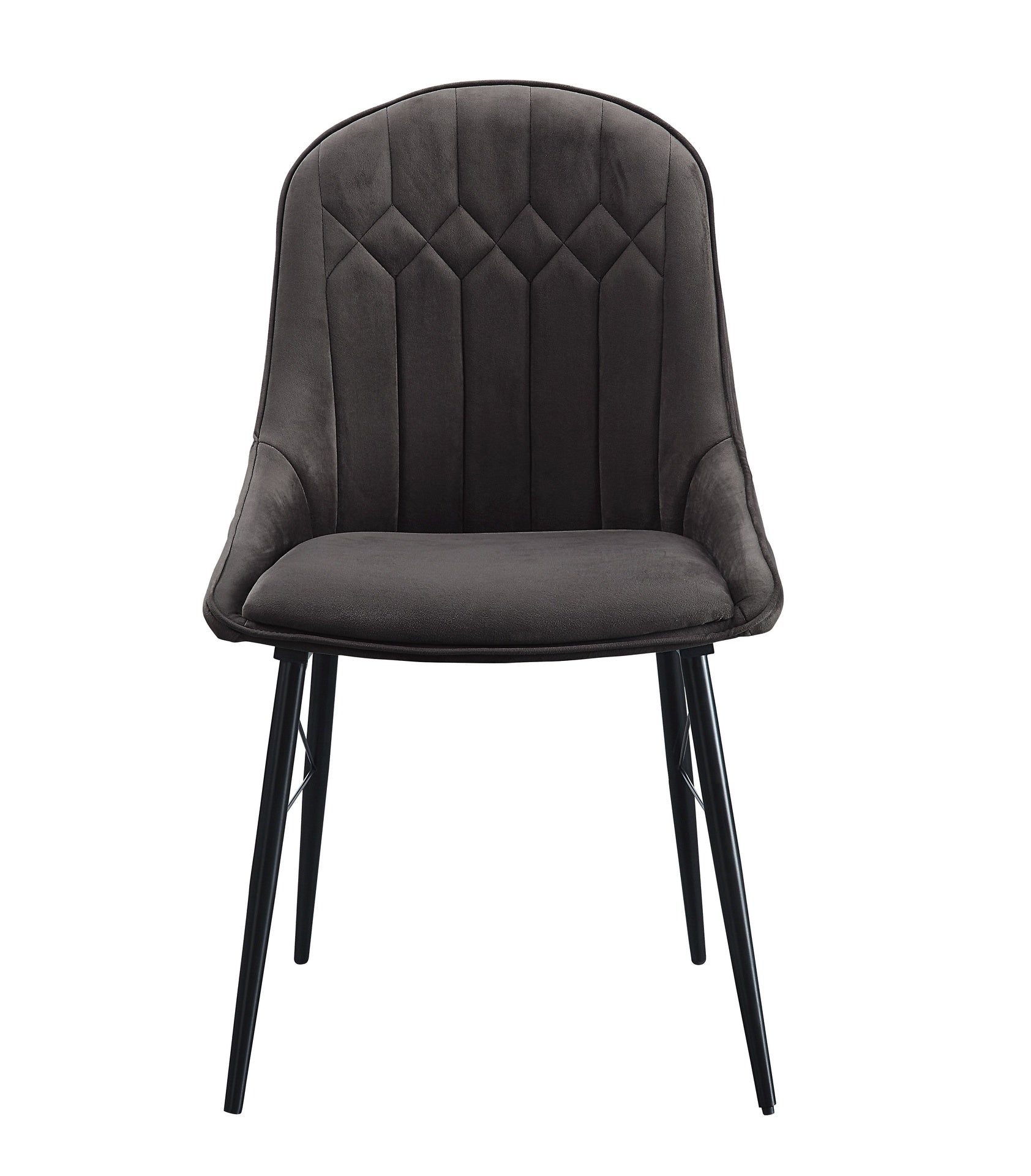 Abraham Dark Gray Fabric & Black Finish Side Chair (Set of 2)
