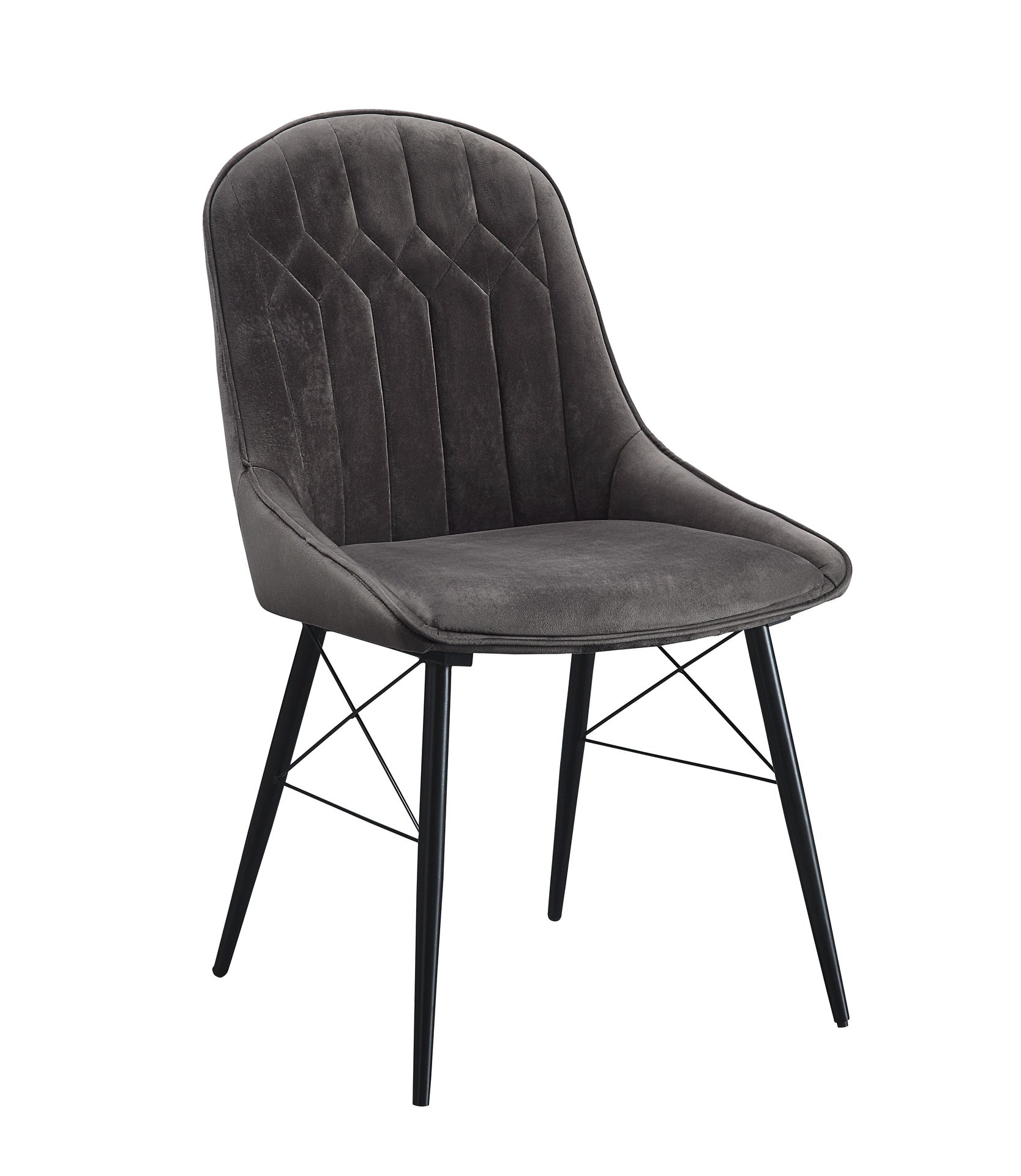 Abraham Dark Gray Fabric & Black Finish Side Chair (Set of 2)