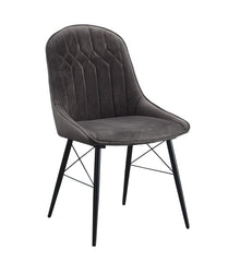 Abraham Dark Gray Fabric & Black Finish Side Chair (Set of 2)