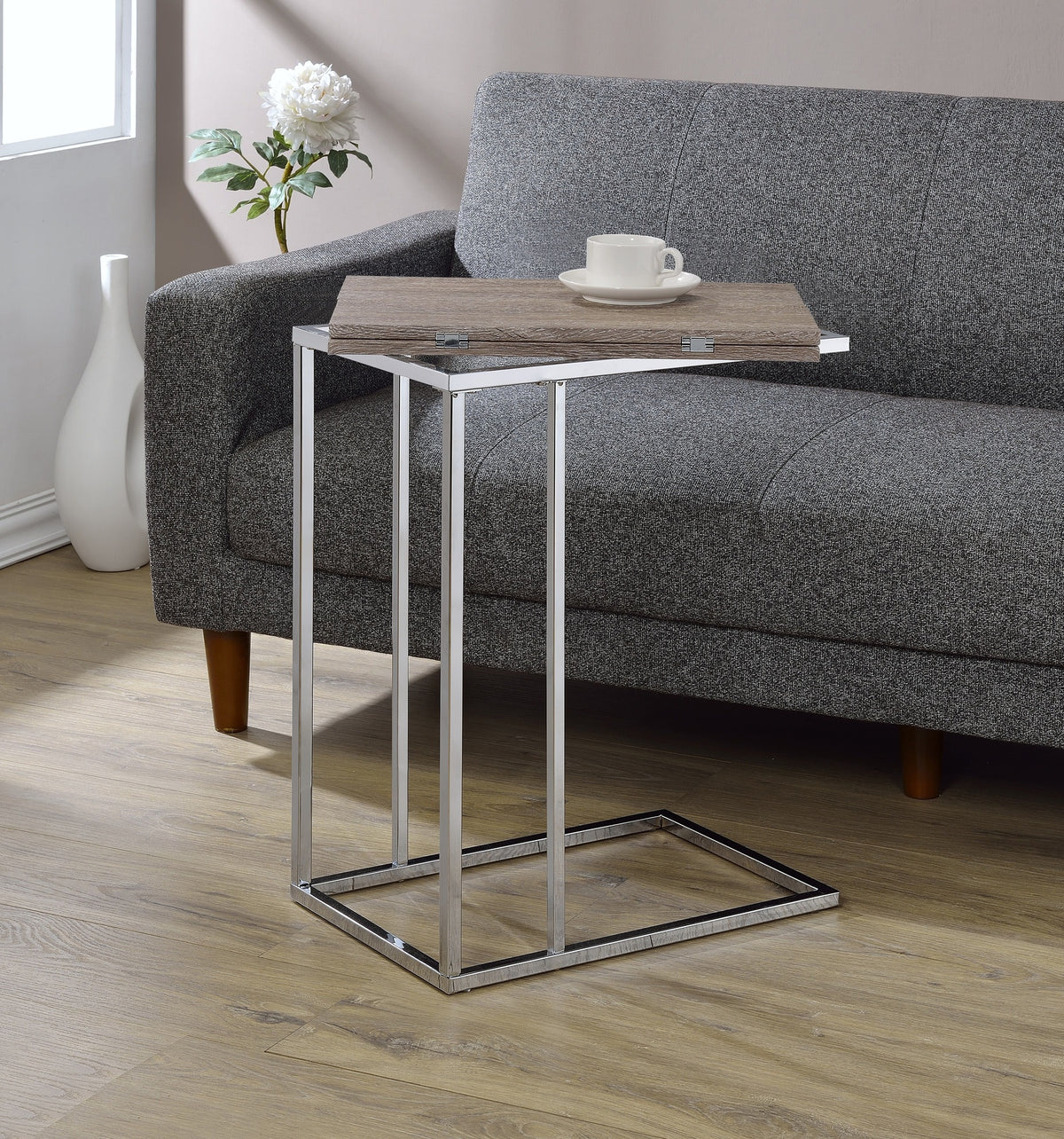 Danson Weathered Oak & Chrome Finish Accent Table