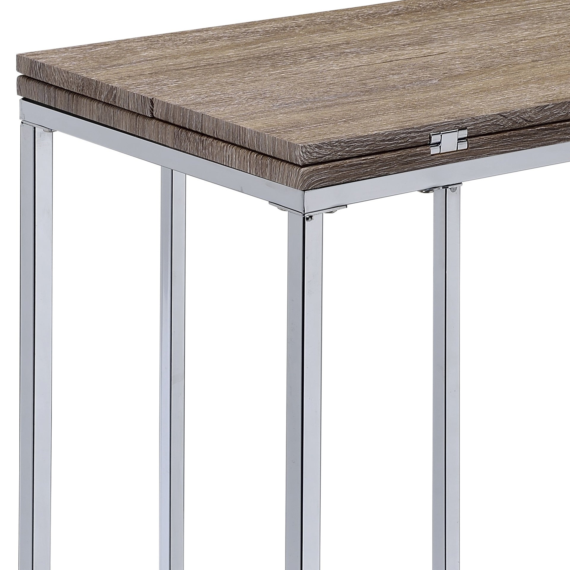 Danson Weathered Oak & Chrome Finish Accent Table