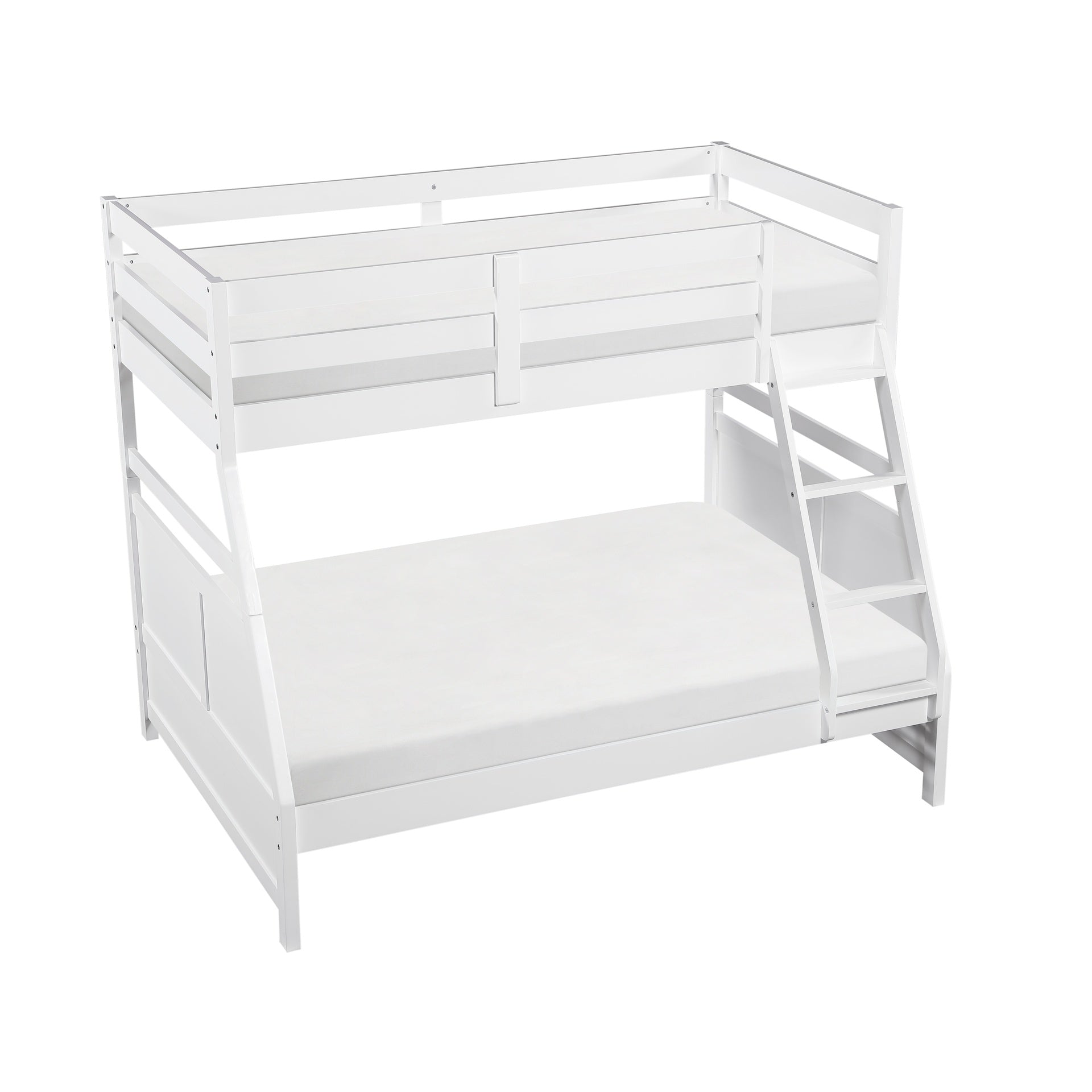 Bunk Bed Twin Over Full White Finish Sturdy Wood Frame Guard Rails Youth Bedroom Furniture 1pc