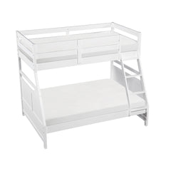 Bunk Bed Twin Over Full White Finish Sturdy Wood Frame Guard Rails Youth Bedroom Furniture 1pc