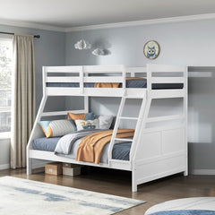Bunk Bed Twin Over Full White Finish Sturdy Wood Frame Guard Rails Youth Bedroom Furniture 1pc