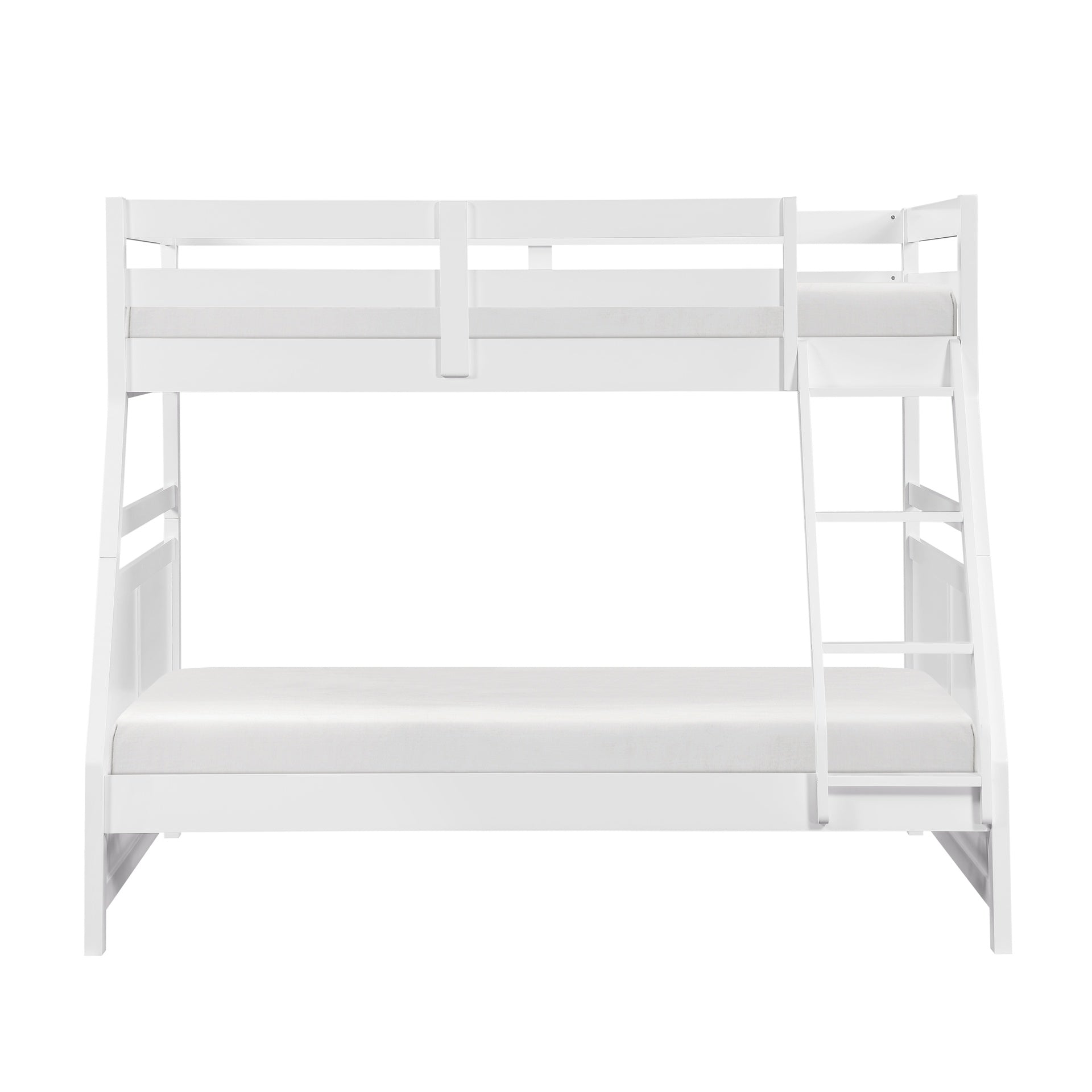 Bunk Bed Twin Over Full White Finish Sturdy Wood Frame Guard Rails Youth Bedroom Furniture 1pc