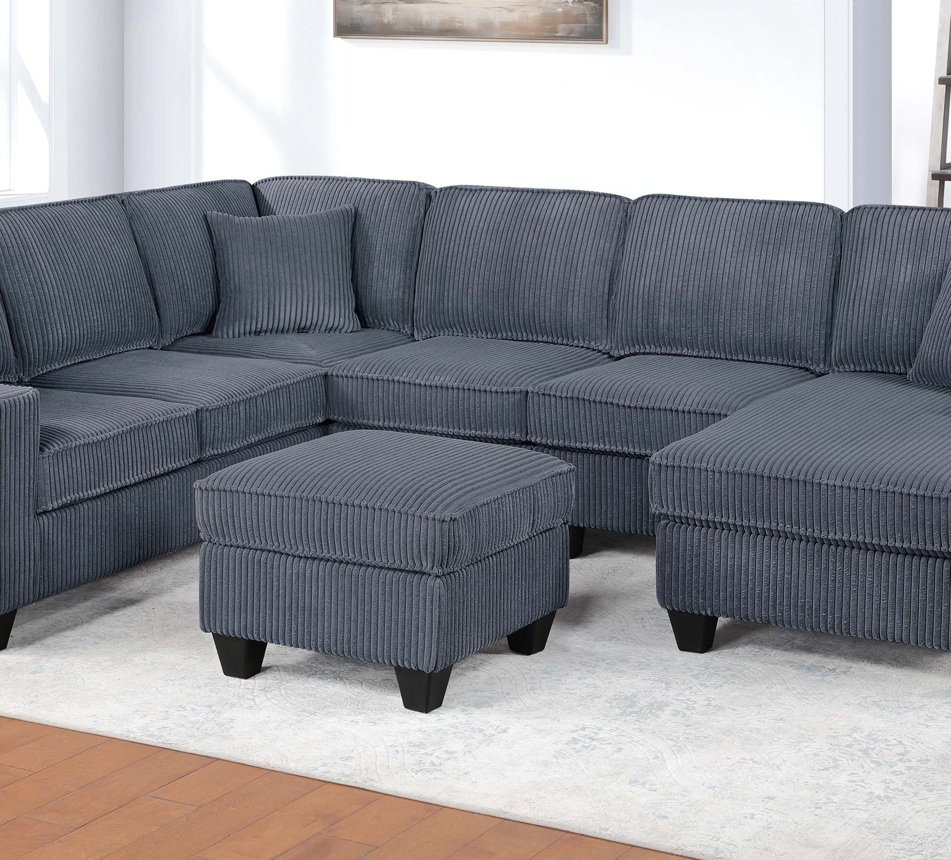Dark Gray Finish  LAF Loveseat With USB Port Modern style 5pc Sectional Set Corner Wedge Armless Chair Cocktail Ottoman RAF Loveseat With Storage Primary Living Room
