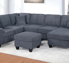 Dark Gray Finish  LAF Loveseat With USB Port Modern style 5pc Sectional Set Corner Wedge Armless Chair Cocktail Ottoman RAF Loveseat With Storage Primary Living Room