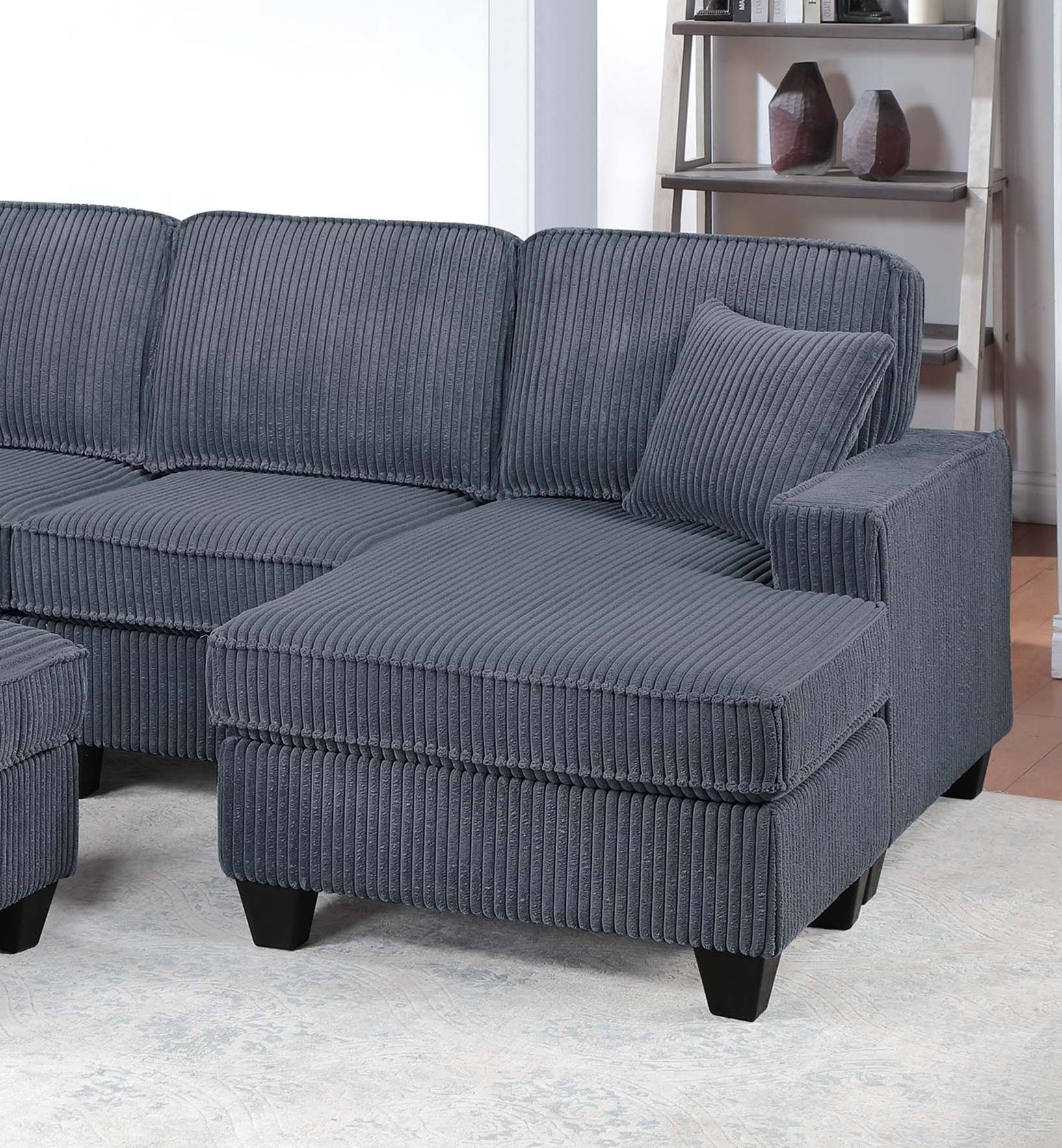 Dark Gray Finish  LAF Loveseat With USB Port Modern style 5pc Sectional Set Corner Wedge Armless Chair Cocktail Ottoman RAF Loveseat With Storage Primary Living Room