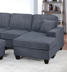 Dark Gray Finish  LAF Loveseat With USB Port Modern style 5pc Sectional Set Corner Wedge Armless Chair Cocktail Ottoman RAF Loveseat With Storage Primary Living Room