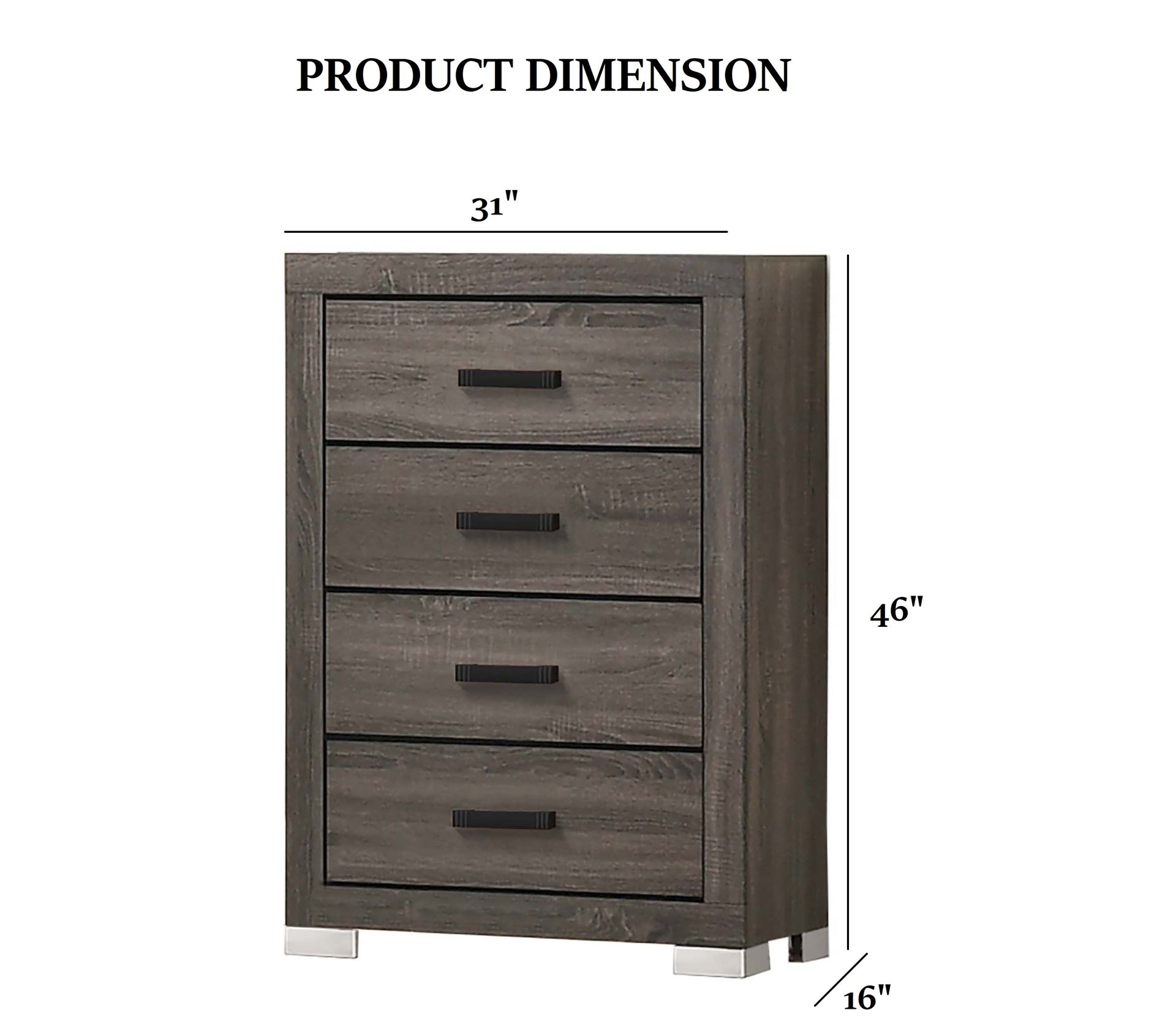 Modern Transitional Style 1pc Wooden Chest Bar Handle Gray Finish Bedroom Furniture