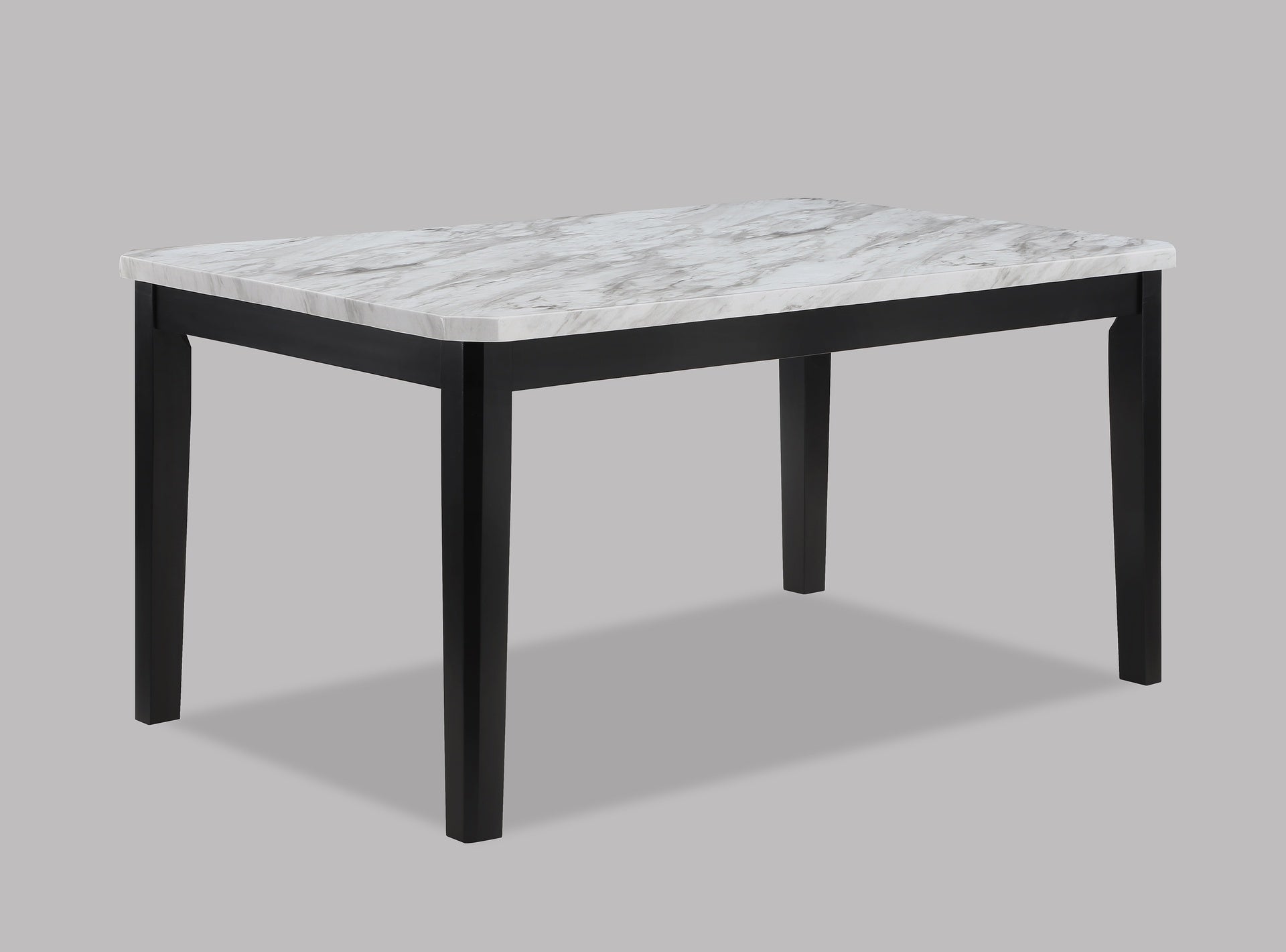 5-Piece Contemporary Dining Set Rectangular Faux Marble Table Top Black Finish Upholstered Chairs Channel Tufting Wooden Solid Wood Dining Room Kitchen Furniture