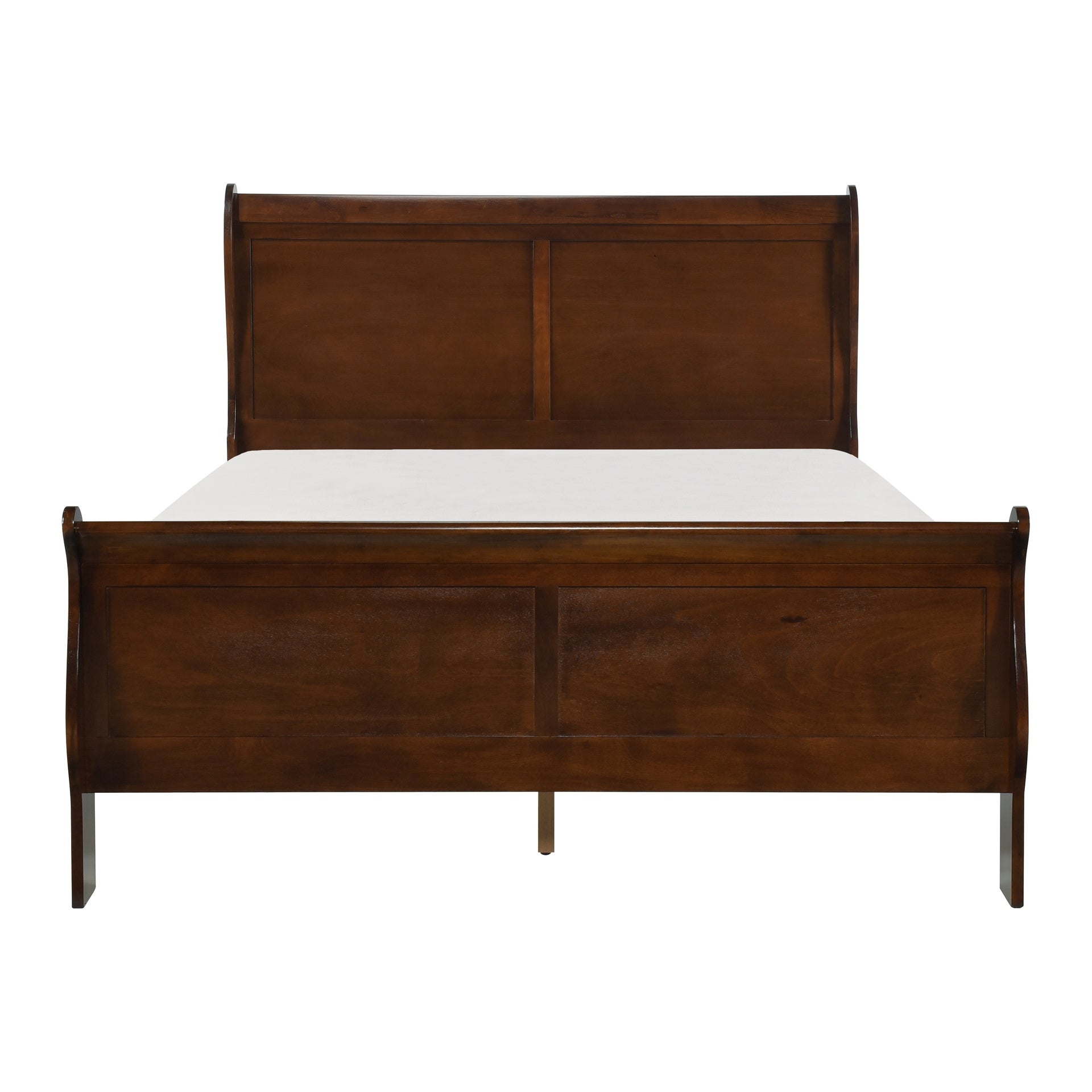 Classic Louis Philipe Style Full Bed Brown Cherry Finish 1pc Traditional Design Bedroom Furniture Sleigh Bed