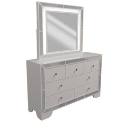 Contemporary Style 1pc Dresser Diamond Shaped Knob Handles Cream Finish Bedroom Furniture