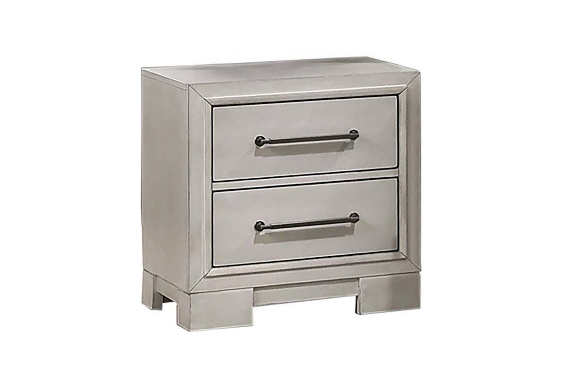 Modern Farmhouse Style 1pc Nightstand Square Legs Sleek Handles Antique White Finish Bedroom Furniture