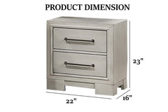 Modern Farmhouse Style 1pc Nightstand Square Legs Sleek Handles Antique White Finish Bedroom Furniture
