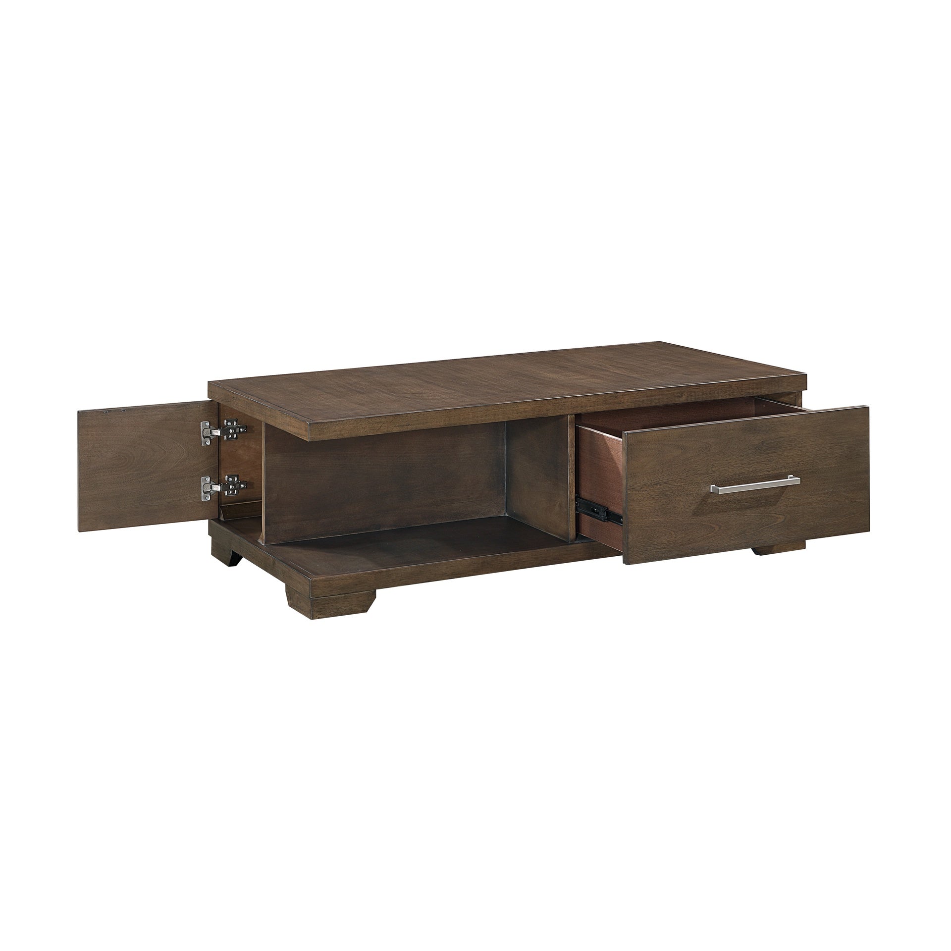 Modern Design Cocktail Table Espresso Finish Dovetail Drawer Shelf Contemporary Living Room Wooden Furniture 1pc Coffee Table