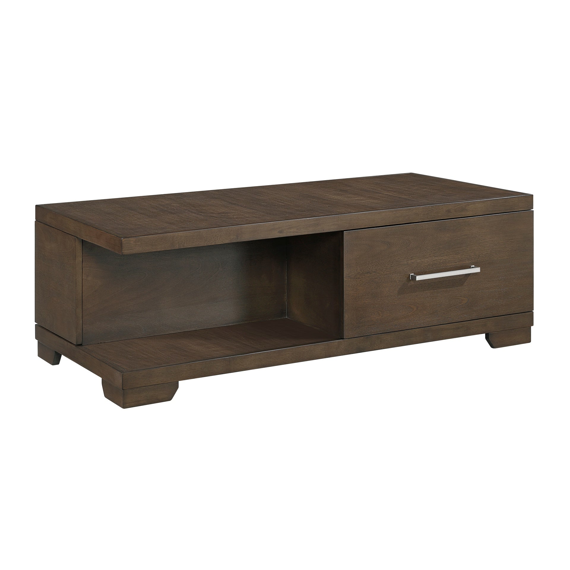 Modern Design Cocktail Table Espresso Finish Dovetail Drawer Shelf Contemporary Living Room Wooden Furniture 1pc Coffee Table