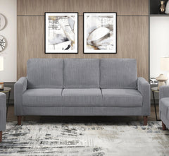 Modern Contemporary Gray Corduroy Upholstered Sofa Comfortable Cushion Solid Wood Living Room Furniture 1pc