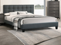 Modern 1pc California king Size Bed Charcoal Polyfiber Tufted Headboard Platform Bedframe Bedroom Furniture
