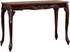 Transitional Style 1pc Sofa Table With Cabriole Legs Intricate Design Cherry Finish