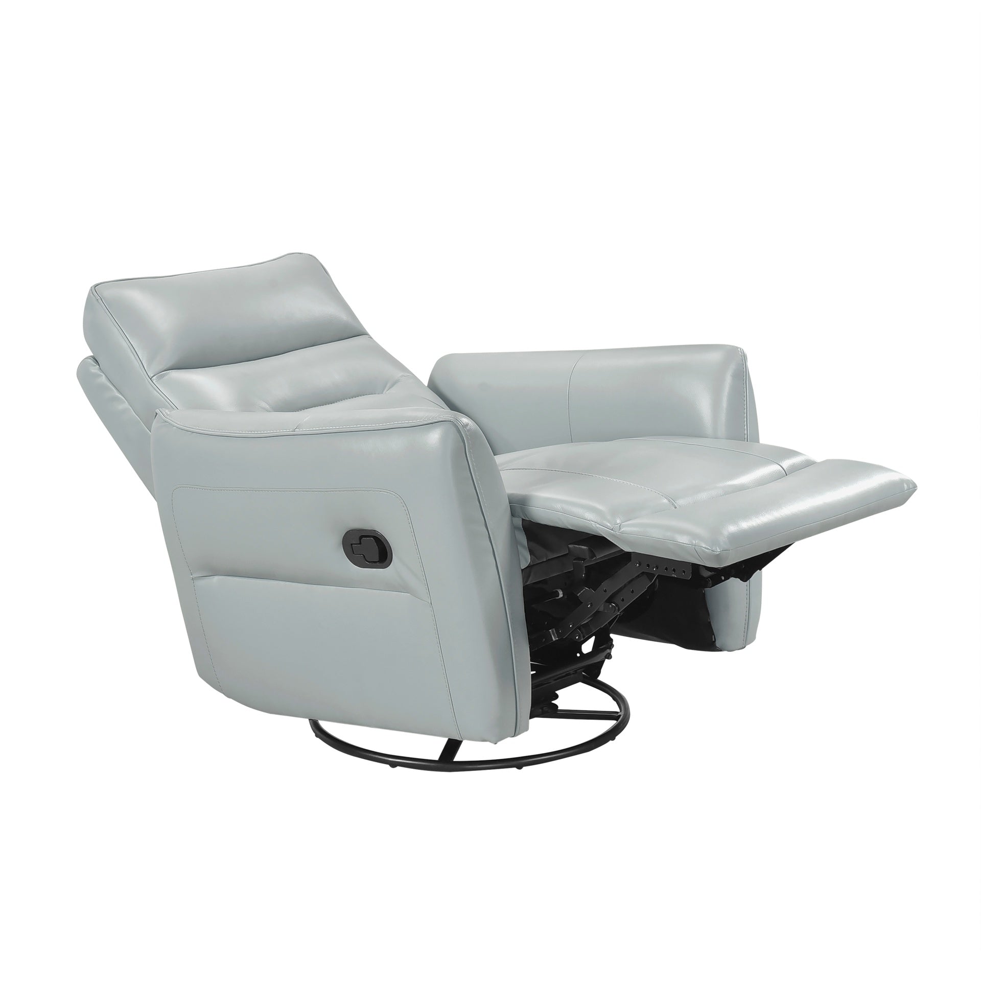 1pc Recliner Chair with Swivel Motion Luxurious Comfort Leather Upholstered Solid Wood Living Room Furniture, Aqua