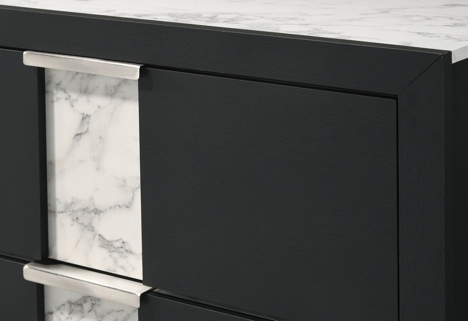 1pc Contemporary Dresser Six Drawers Metal knobs Black White Finish Bedroom Wooden Furniture