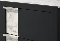 1pc Contemporary Dresser Six Drawers Metal knobs Black White Finish Bedroom Wooden Furniture