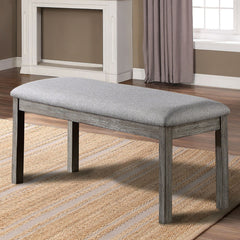 Gray Color Dining Bench Padded Seat 1pc Bench Kitchen Dining Room Wire-Brushed Finish