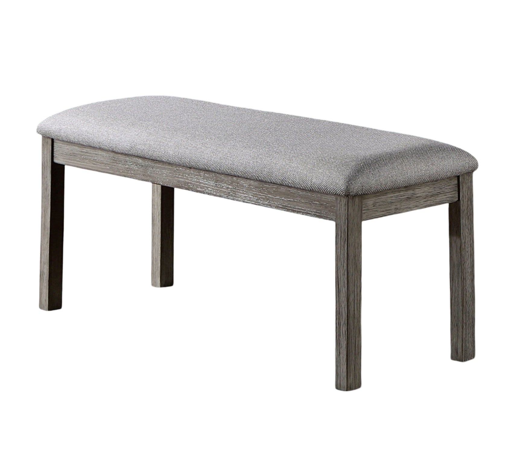 Gray Color Dining Bench Padded Seat 1pc Bench Kitchen Dining Room Wire-Brushed Finish