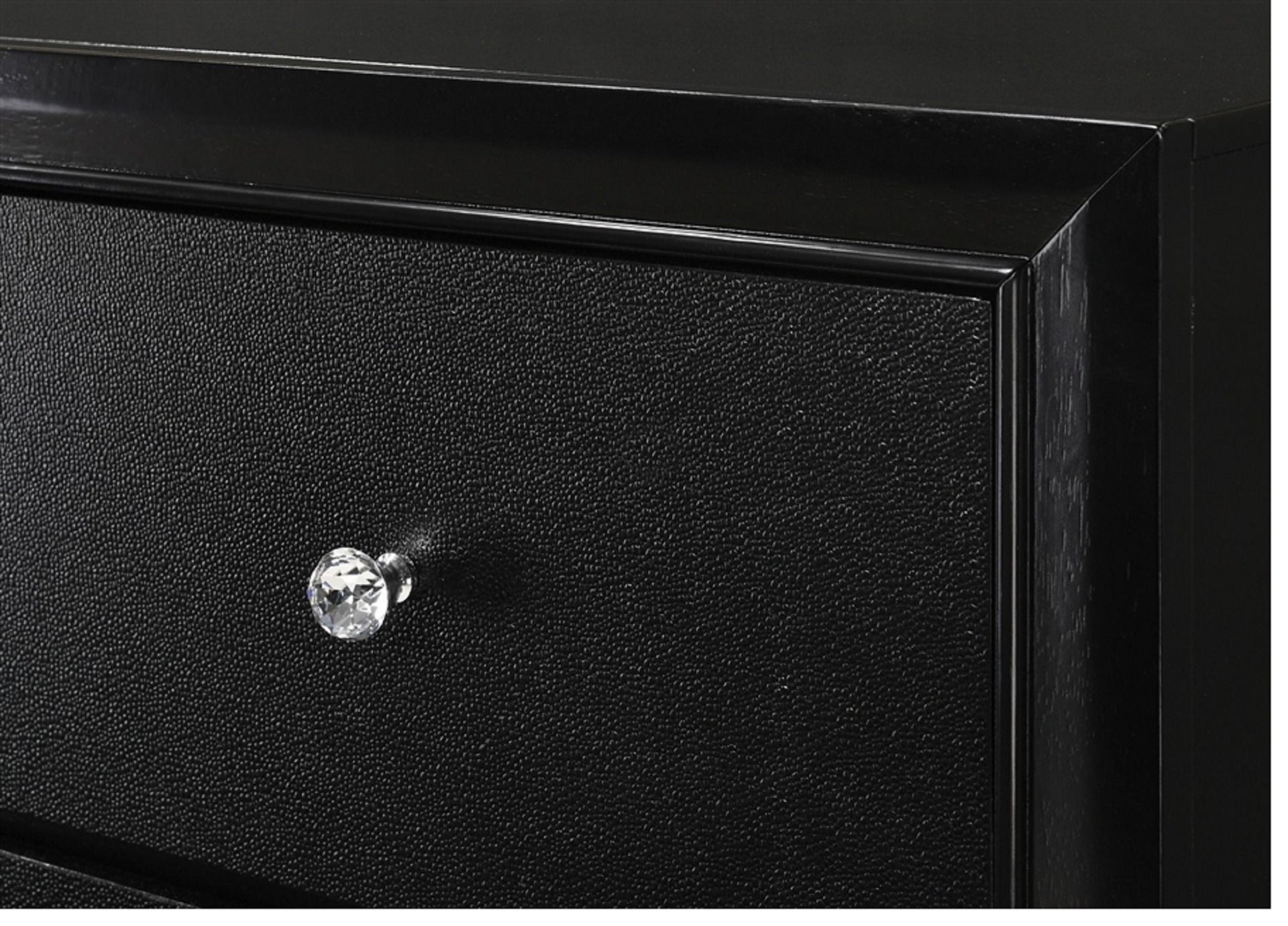 1pc Modern Glam Style Black Finish Glam Five Drawer Chest Pattern Wooden Bedroom Furniture