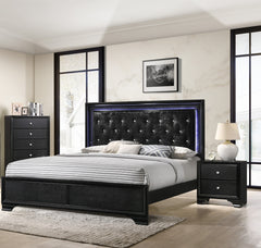 1pc Modern Glam Style Black Finish Glam Five Drawer Chest Pattern Wooden Bedroom Furniture