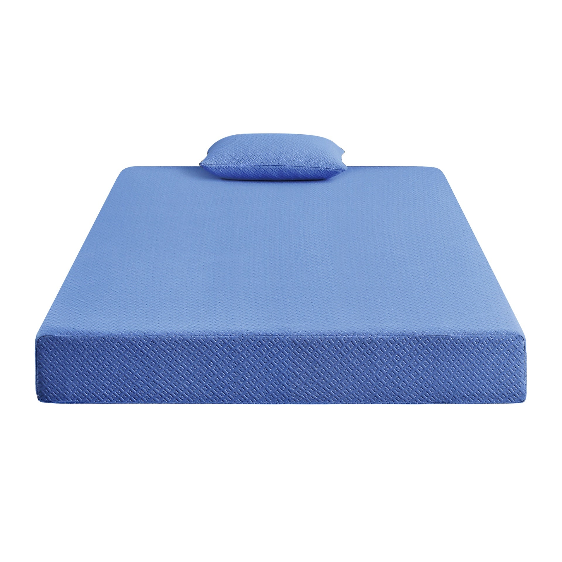 7inch Full Mattress and Pillow Set Breathable Fabric Gel-Infused Memory Foam Mattress, Blue, Mattress in a Box