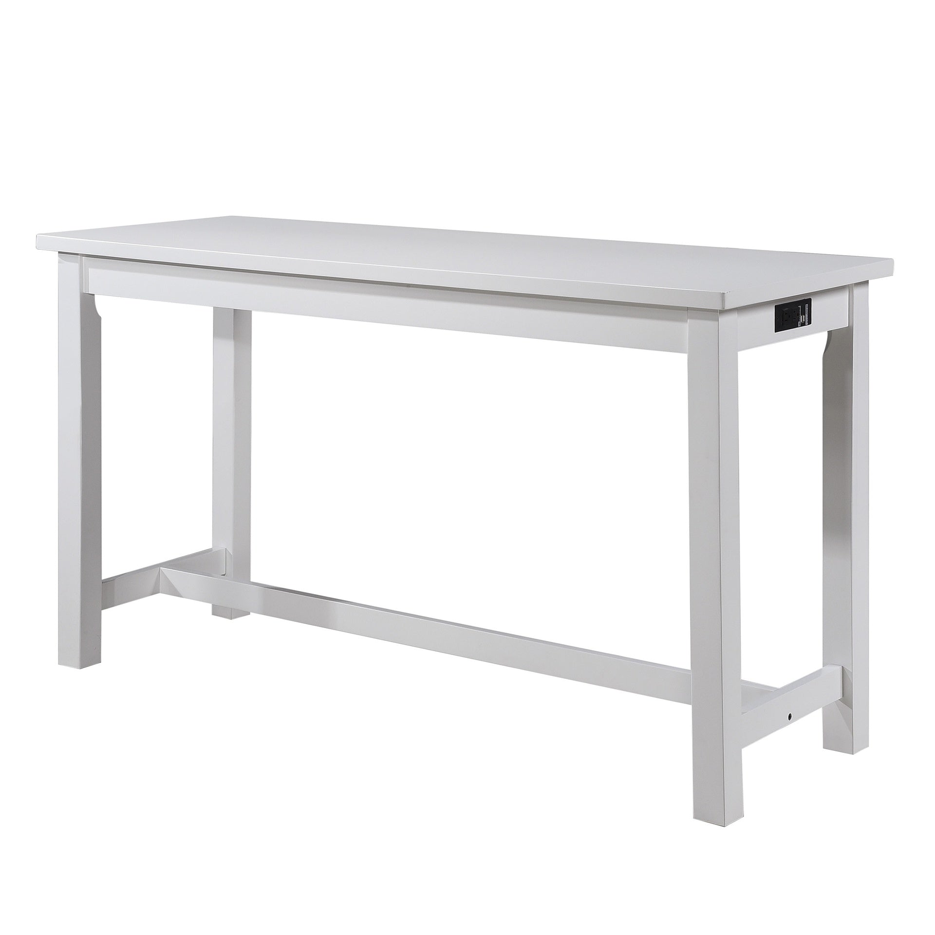 4pc Counter Height Dining Set White Finish Counter Height Table w Drawer Built-in USB Ports Power Outlets and 3 Stools Casual Dining Furniture