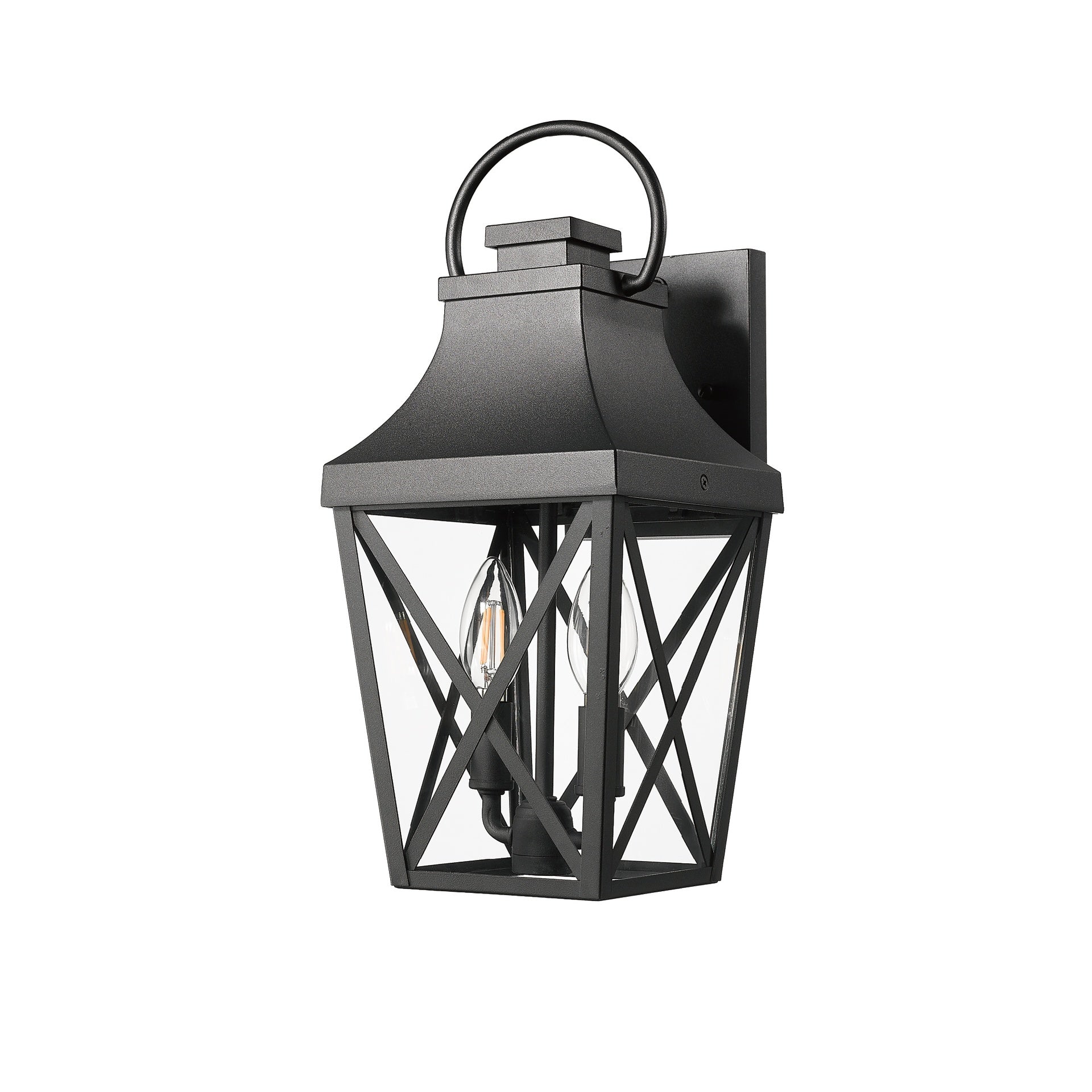 Outdoor Wall Lights, Porch Lights, Waterproof Outdoor Wall Sconce, Exterior Light Fixture Matte Black with Clear Glass Shade for Garage Patio Front Door Balcony (2 pack)