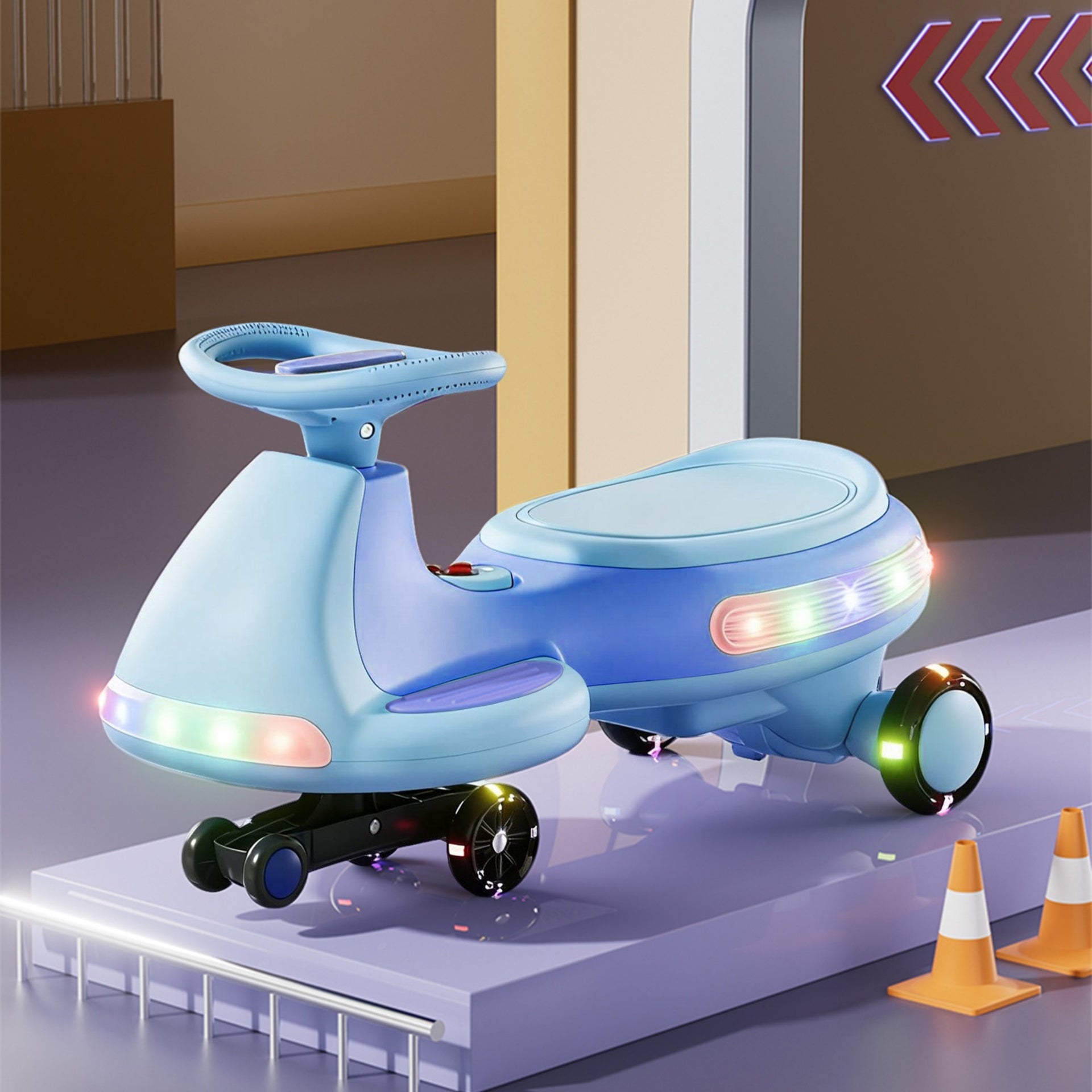 Electric wiggle car, fully illuminated, with enlarged flashing and silent wheels, 12V7 battery, dual drive 550 motor, and Bluetooth gliding and electric two-in-one.