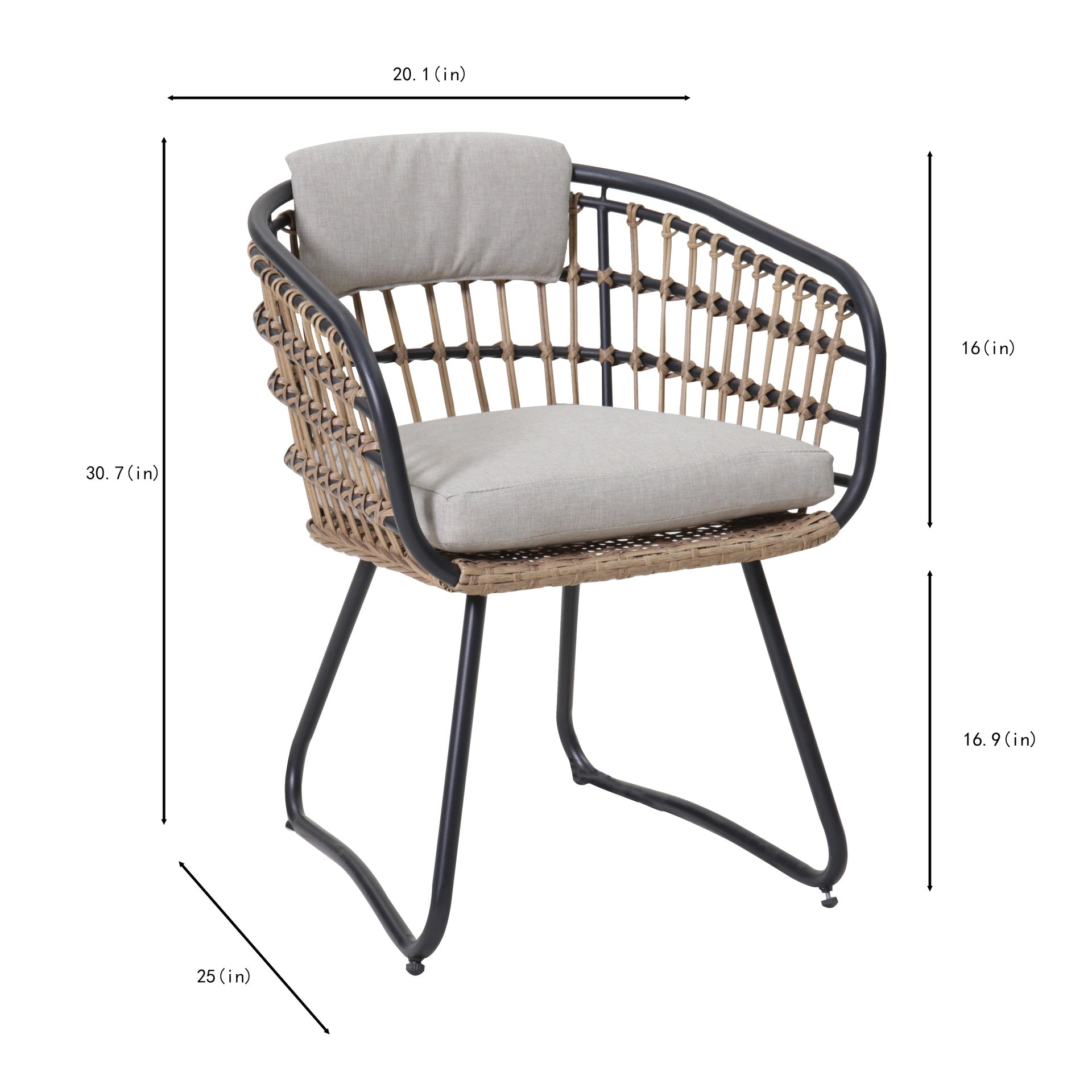 Outdoor Wicker Dining Chairs Set of 2, Patio Dining Chairs with Cushions, Rattan Dining Armchairs for Lawn, Garden, Poolside, Backyard, Porch, Beige