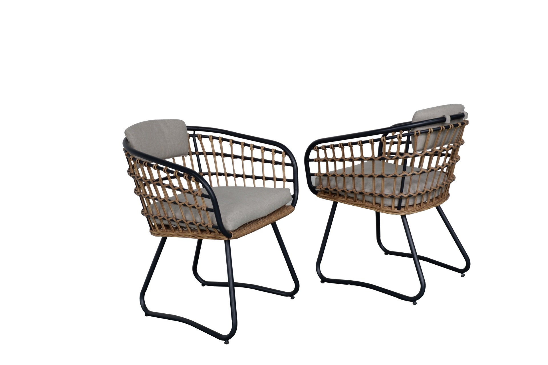 Outdoor Wicker Dining Chairs Set of 2, Patio Dining Chairs with Cushions, Rattan Dining Armchairs for Lawn, Garden, Poolside, Backyard, Porch, Beige