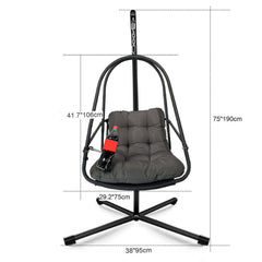 Swing Egg Chair with Stand Indoor Outdoor Wicker Rattan Patio Basket Hanging Chair with C Type bracket , with cushion and pillow,Patio Wicker folding Hanging Chair( Special construction cup holder