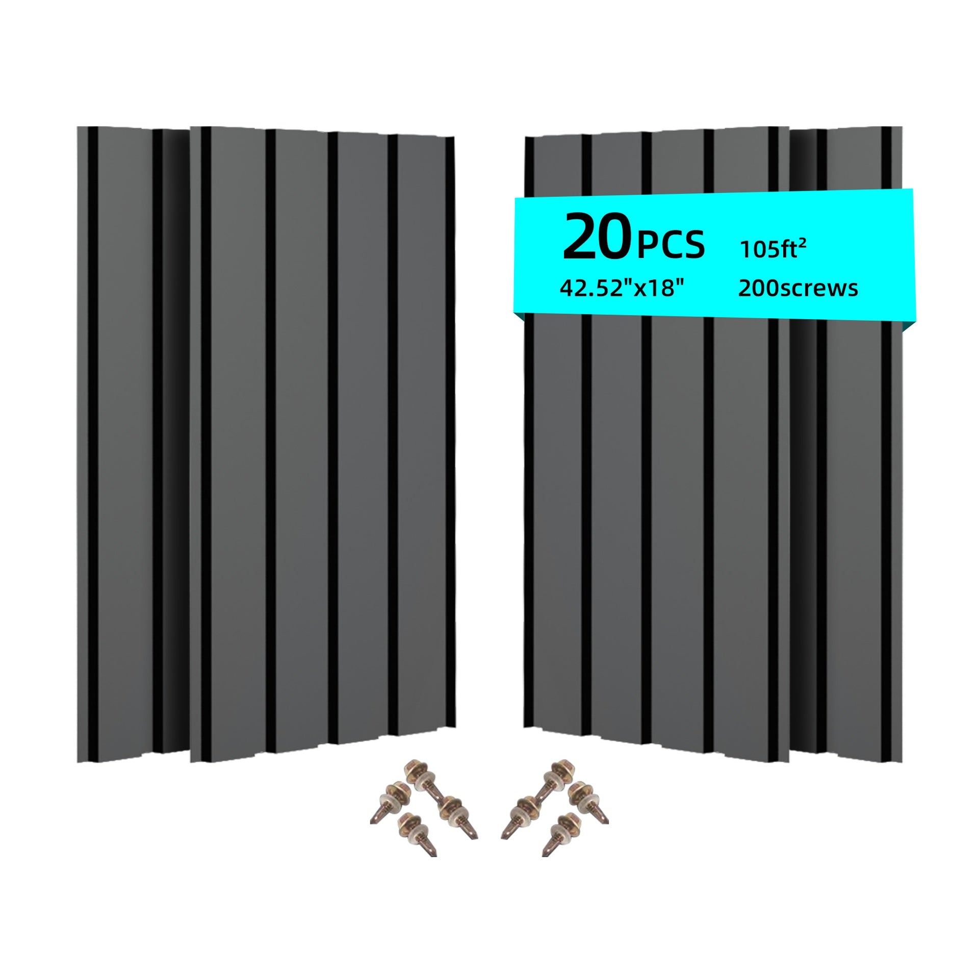 Metal Roof Panel length 42.5 IN Galvanized Roof Panels 20 PCS Waterproof Heavy Duty Metal Roof Panels for Outdoor House Storage Stables Patio Garages Sheds,Gray