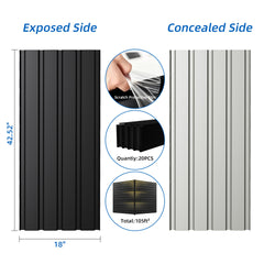 Metal Roof Panel length 42.5 IN Galvanized Roof Panels 20 PCS Waterproof Heavy Duty Metal Roof Panels for Outdoor House Storage Stables Patio Garages Sheds,Gray