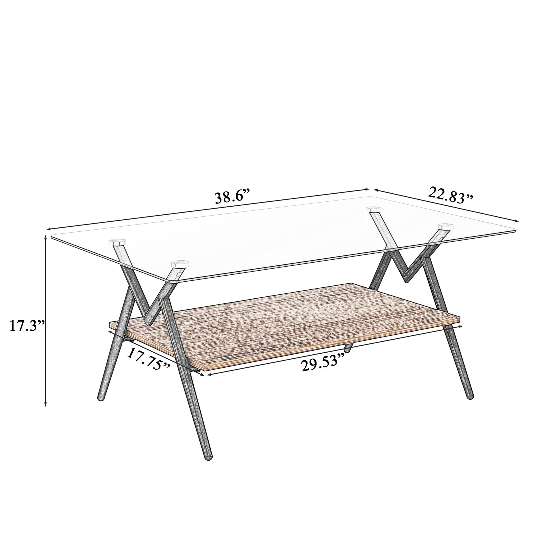 Coffee Table and End tables Set of 3, Tempered Glass Table with MDF layer, Modern Tables for Living Room , Gray Glass
